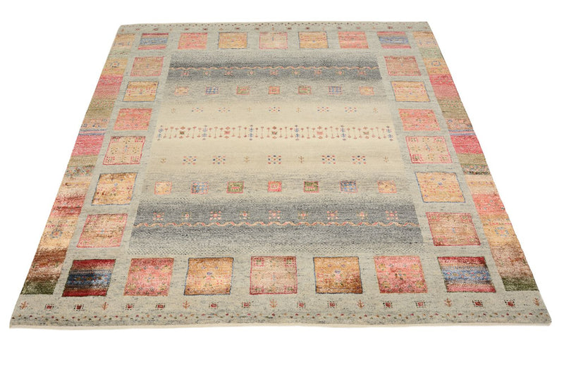 Gabbeh Tapijt - Loribaft Indus vierkant  - 156 x 156 cm - donker beige