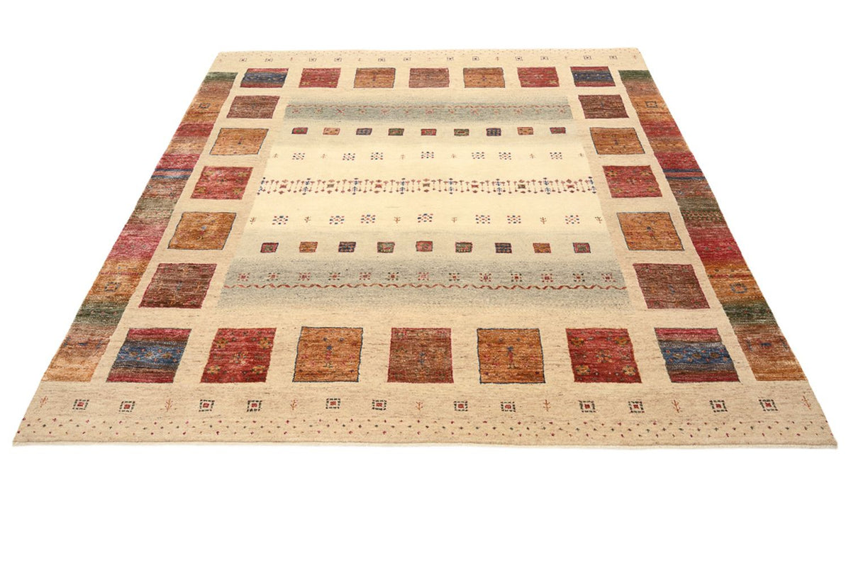 Gabbeh Tapijt - Loribaft Indus vierkant  - 206 x 204 cm - donker beige