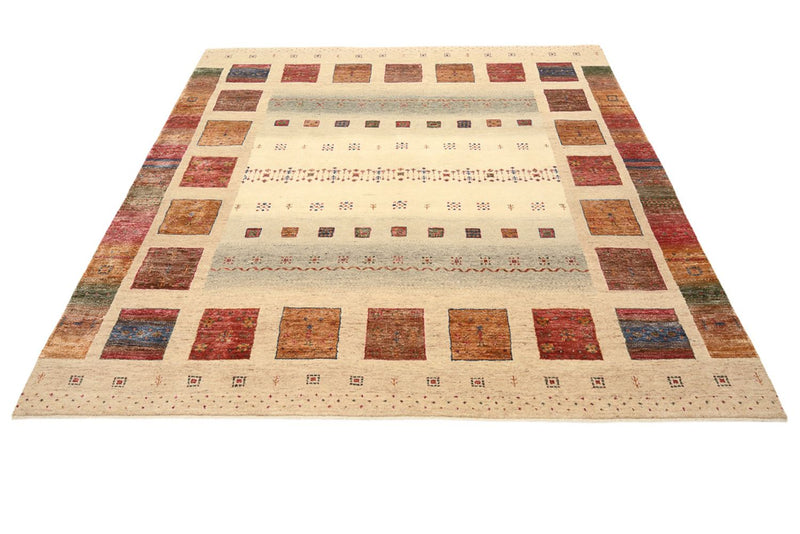 Gabbeh Tapijt - Loribaft Indus vierkant  - 206 x 204 cm - donker beige