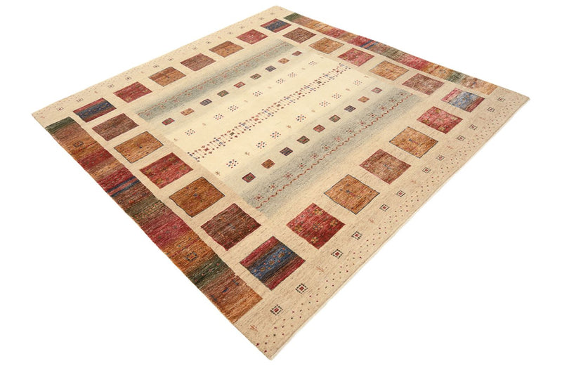 Gabbeh Tapijt - Loribaft Indus vierkant  - 206 x 204 cm - donker beige