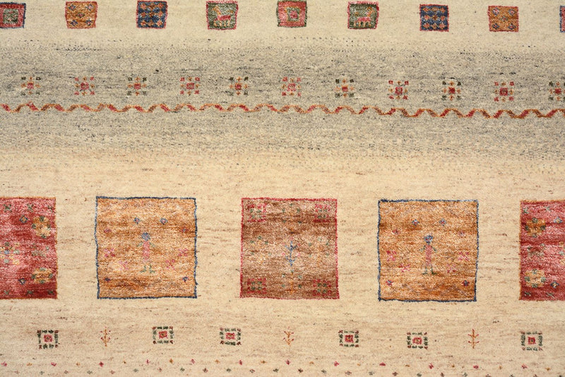 Gabbeh Tapijt - Loribaft Indus vierkant  - 206 x 204 cm - donker beige