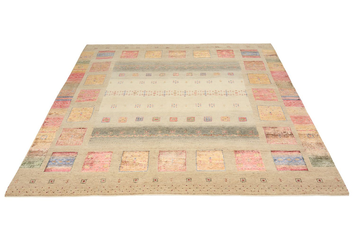Gabbeh Tapijt - Loribaft Indus vierkant  - 206 x 204 cm - donker beige