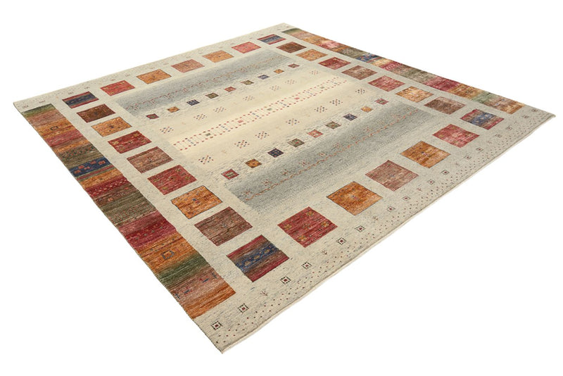 Gabbeh Tapijt - Loribaft Indus vierkant  - 249 x 248 cm - donker beige