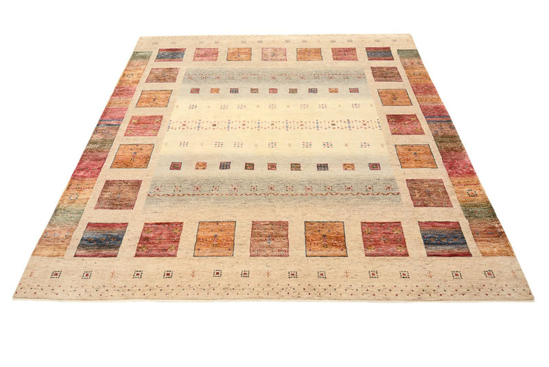 Gabbeh Tapijt - Loribaft Indus vierkant  - 204 x 202 cm - licht beige
