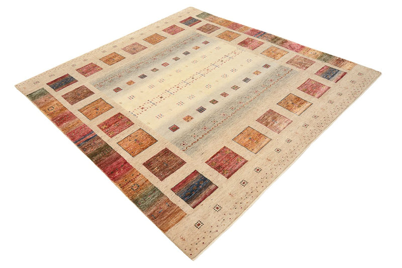 Gabbeh Tapijt - Loribaft Indus vierkant  - 204 x 202 cm - licht beige