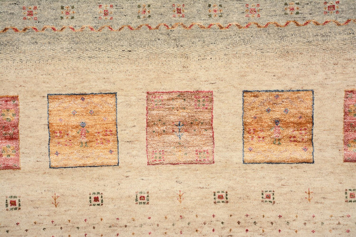 Gabbeh Tapijt - Loribaft Indus vierkant  - 204 x 202 cm - licht beige