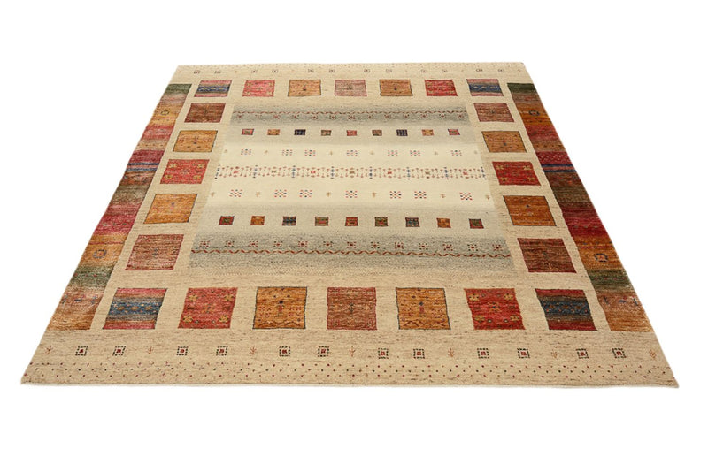 Gabbeh Tapijt - Loribaft Indus vierkant  - 205 x 203 cm - veelkleurig