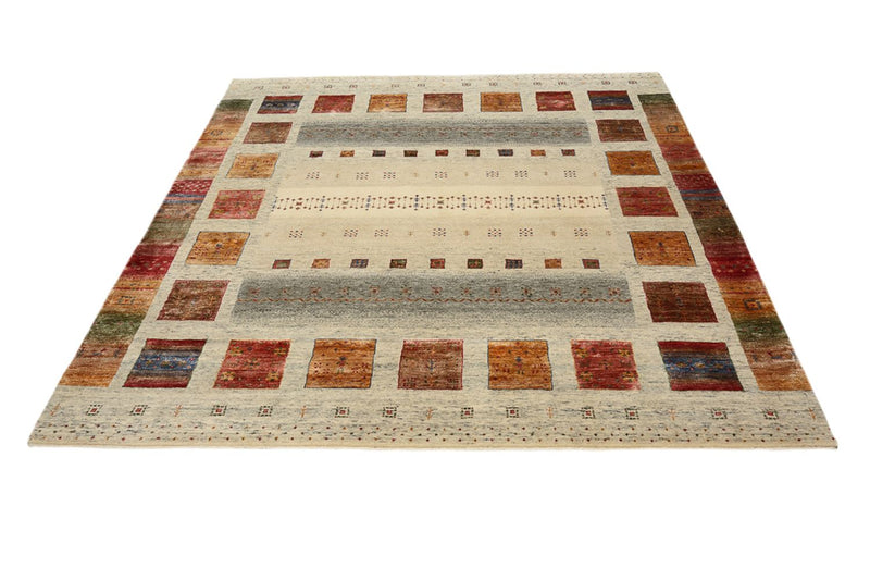 Gabbeh Tapijt - Loribaft Indus vierkant  - 206 x 205 cm - veelkleurig