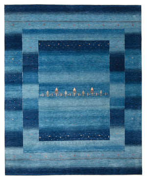 Gabbeh Tapijt - Loribaft Indus - 303 x 241 cm - zee blauw