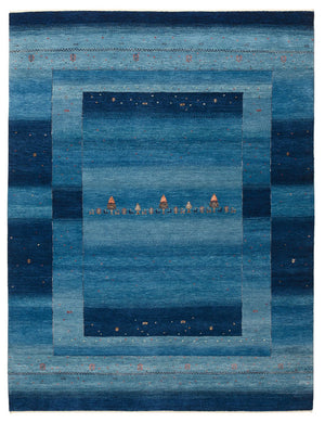 Gabbeh Tapijt - Loribaft Indus - 232 x 177 cm - zee blauw