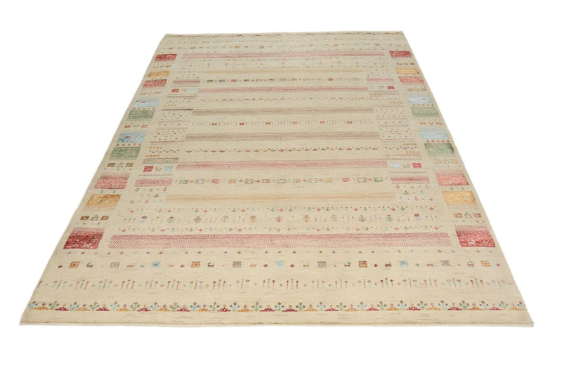 Gabbeh Tapijt - Loribaft Indus - 246 x 174 cm - licht beige