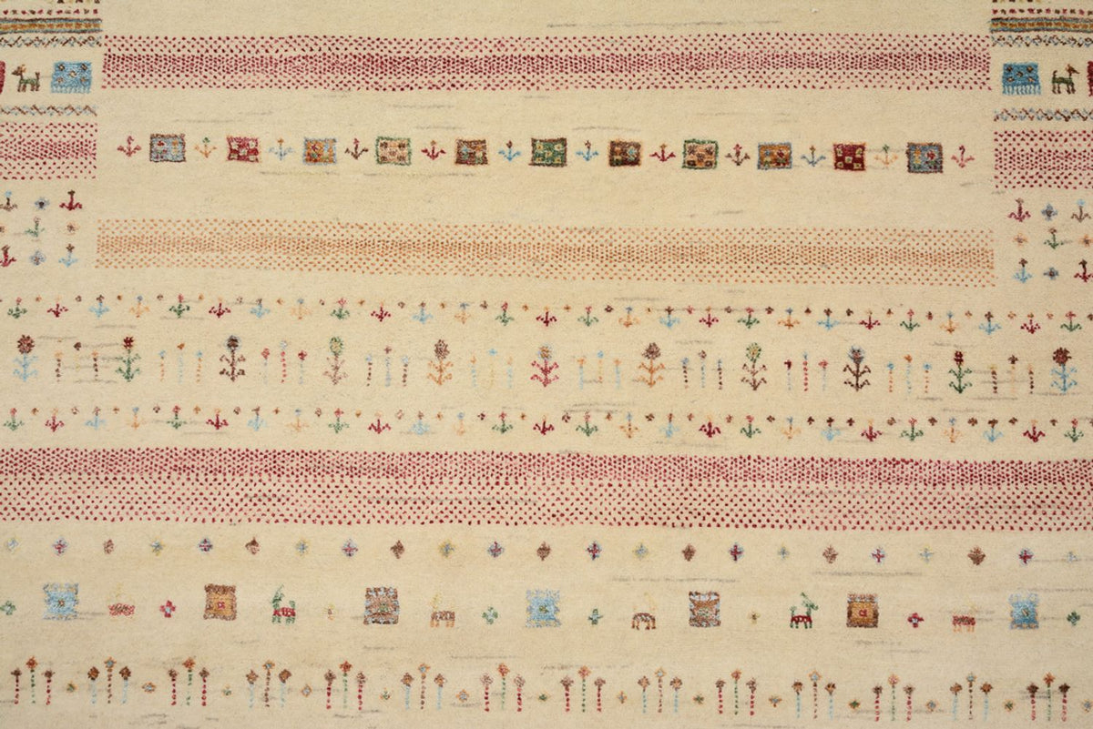 Gabbeh Tapijt - Loribaft Indus - 201 x 155 cm - licht beige