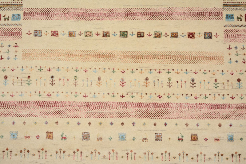 Gabbeh Tapijt - Loribaft Indus - 201 x 155 cm - licht beige