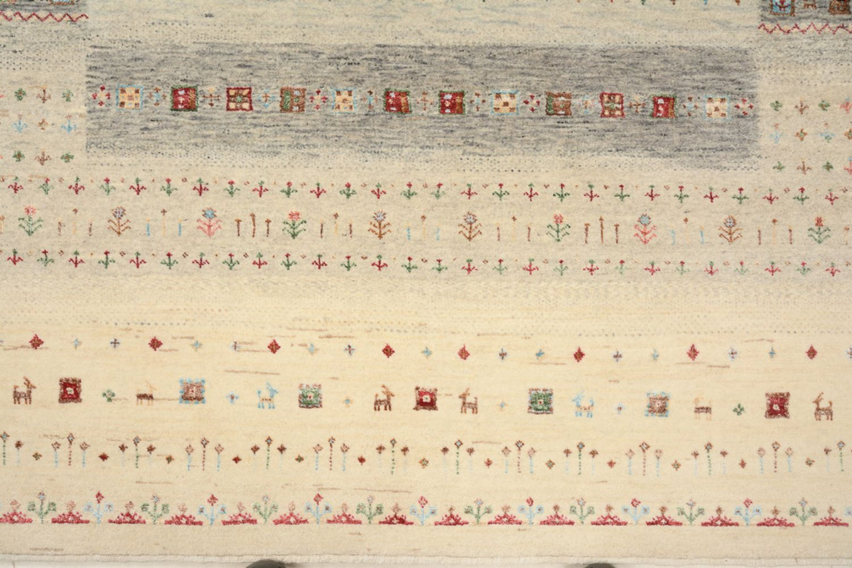 Gabbeh Tapijt - Loribaft Indus - 204 x 146 cm - licht beige