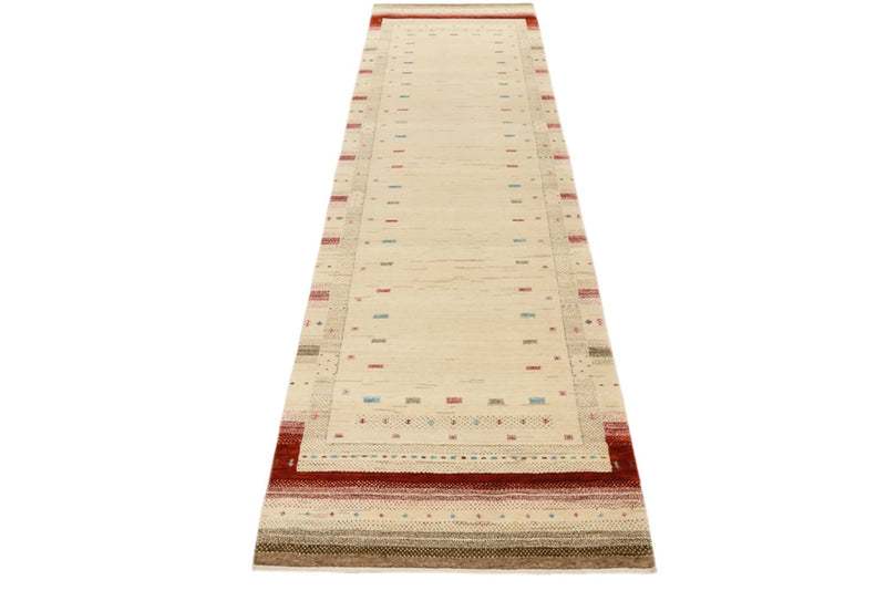 Loper Gabbeh Tapijt - Loribaft Indus - 298 x 83 cm - licht beige