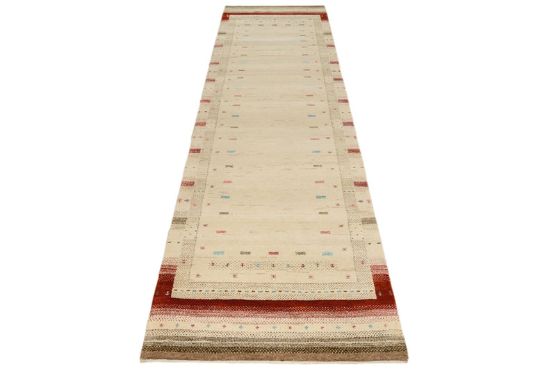 Loper Gabbeh Tapijt - Loribaft Indus - 298 x 83 cm - licht beige