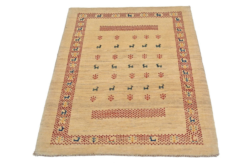 Gabbeh Tapijt - Loribaft Perzisch - 113 x 84 cm - beige