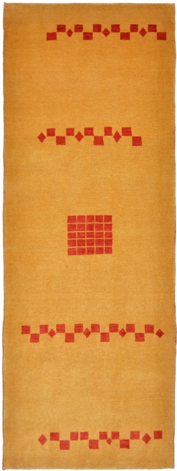 Loper Gabbeh Tapijt - Loribaft Perzisch - 241 x 87 cm - mosterdgeel