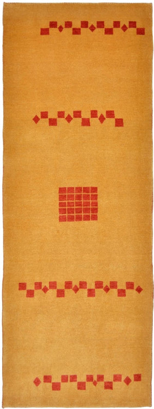 Loper Gabbeh Tapijt - Loribaft Perzisch - 241 x 87 cm - mosterdgeel