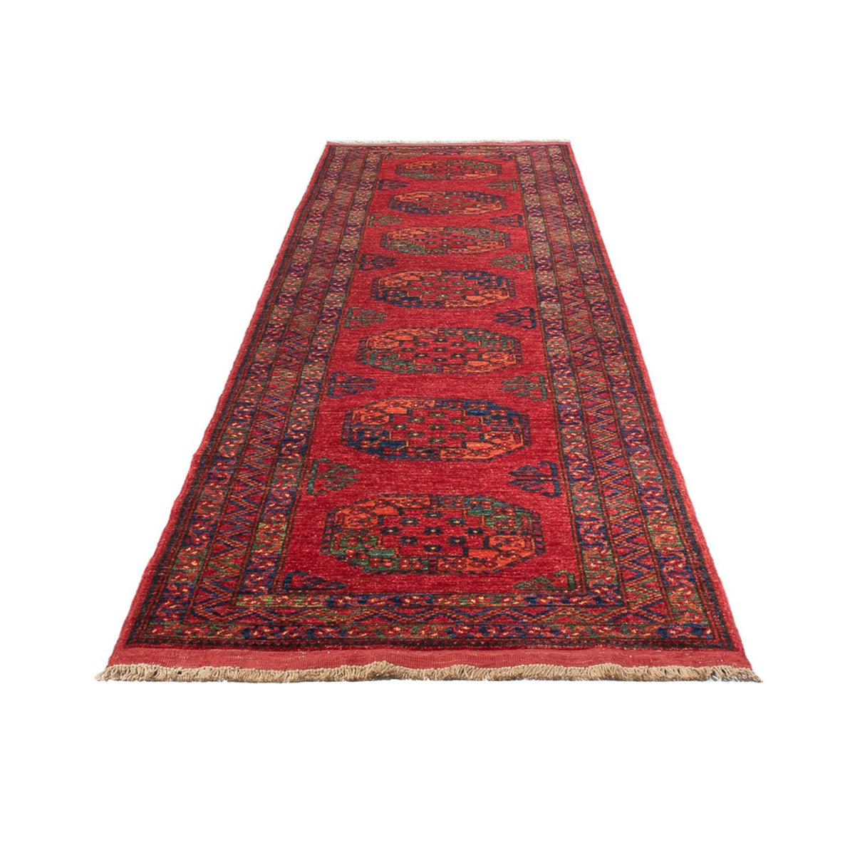 Loper Afghaans tapijt - 368 x 85 cm - rood