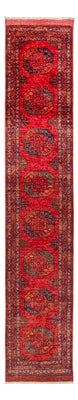 Loper Afghaans tapijt - 395 x 75 cm - rood