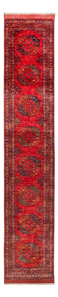 Loper Afghaans tapijt - 395 x 75 cm - rood