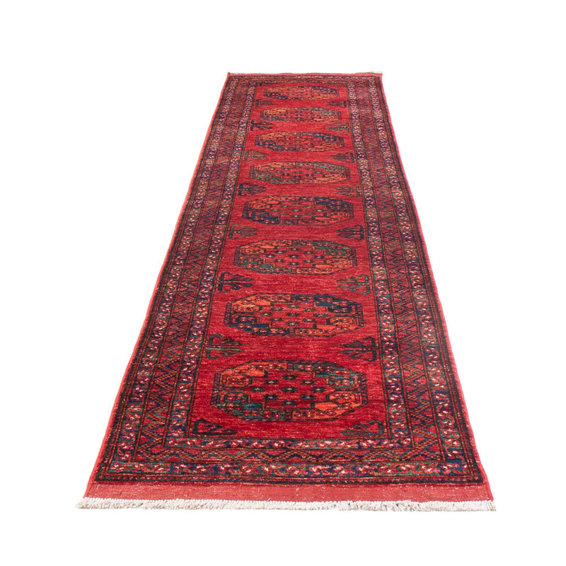 Loper Afghaans tapijt - 395 x 75 cm - rood