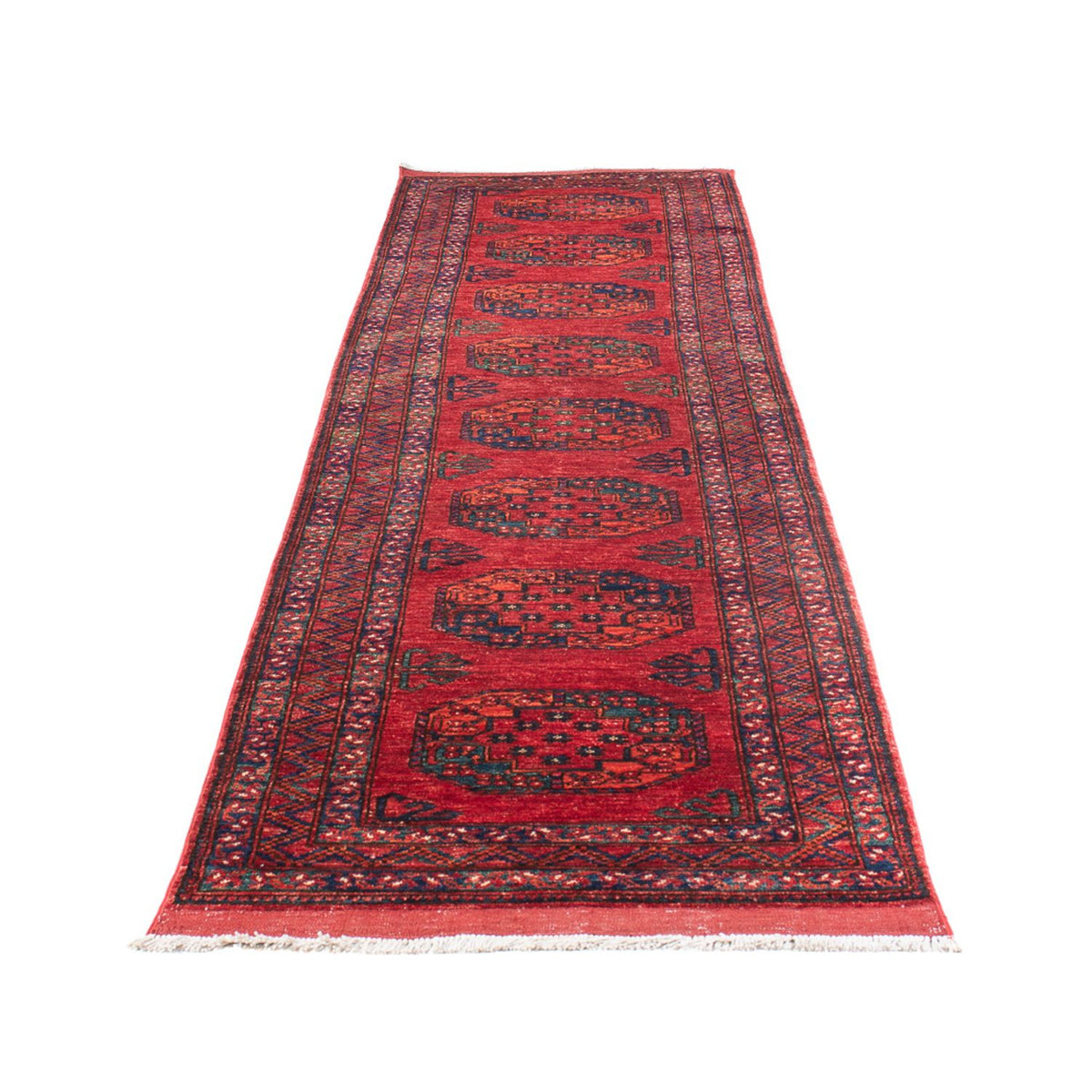 Loper Afghaans tapijt - 390 x 82 cm - rood
