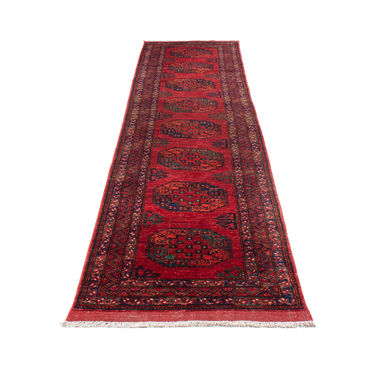 Loper Afghaans tapijt - 395 x 76 cm - rood