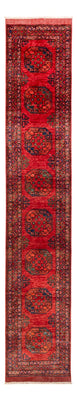 Loper Afghaans tapijt - 395 x 77 cm - rood