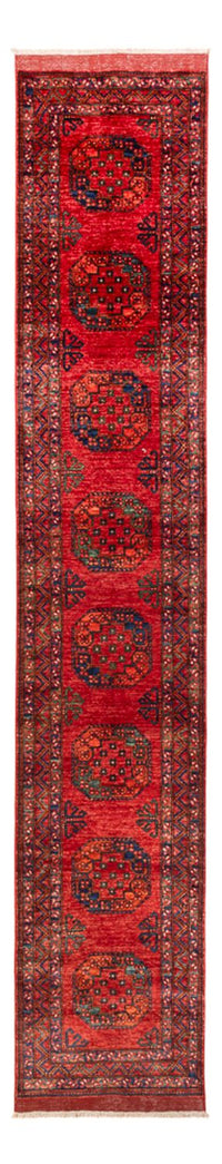 Loper Afghaans tapijt - 395 x 77 cm - rood