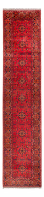 Loper Afghaans tapijt - Kunduz - 395 x 80 cm - rood