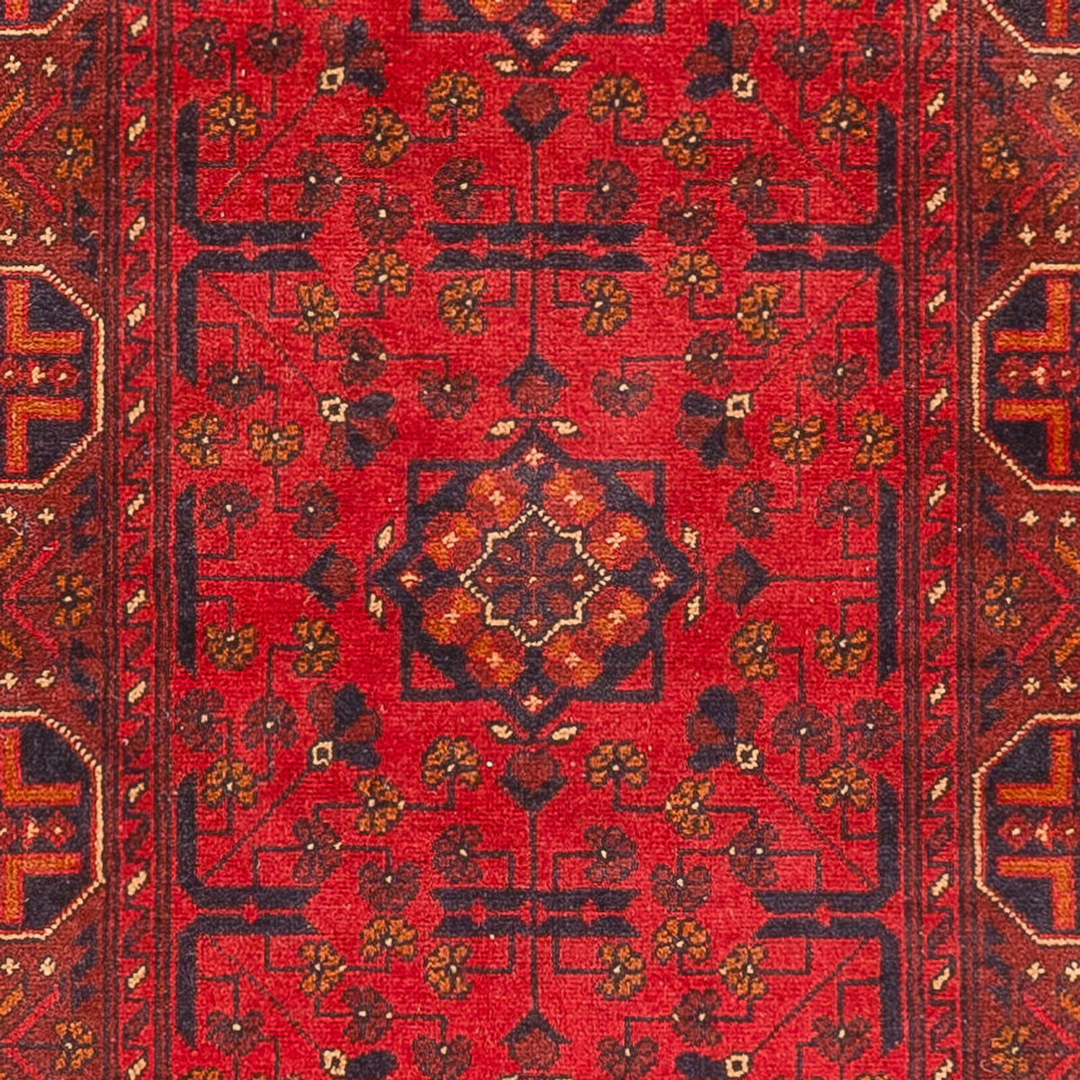 Loper Afghaans tapijt - Kunduz - 395 x 80 cm - rood