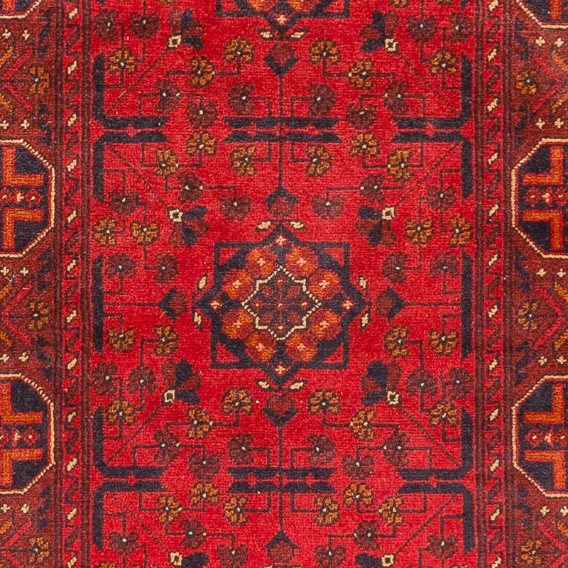 Loper Afghaans tapijt - Kunduz - 395 x 80 cm - rood
