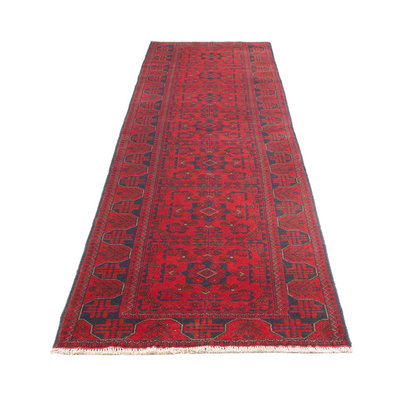 Loper Afghaans tapijt - Kunduz - 390 x 80 cm - rood