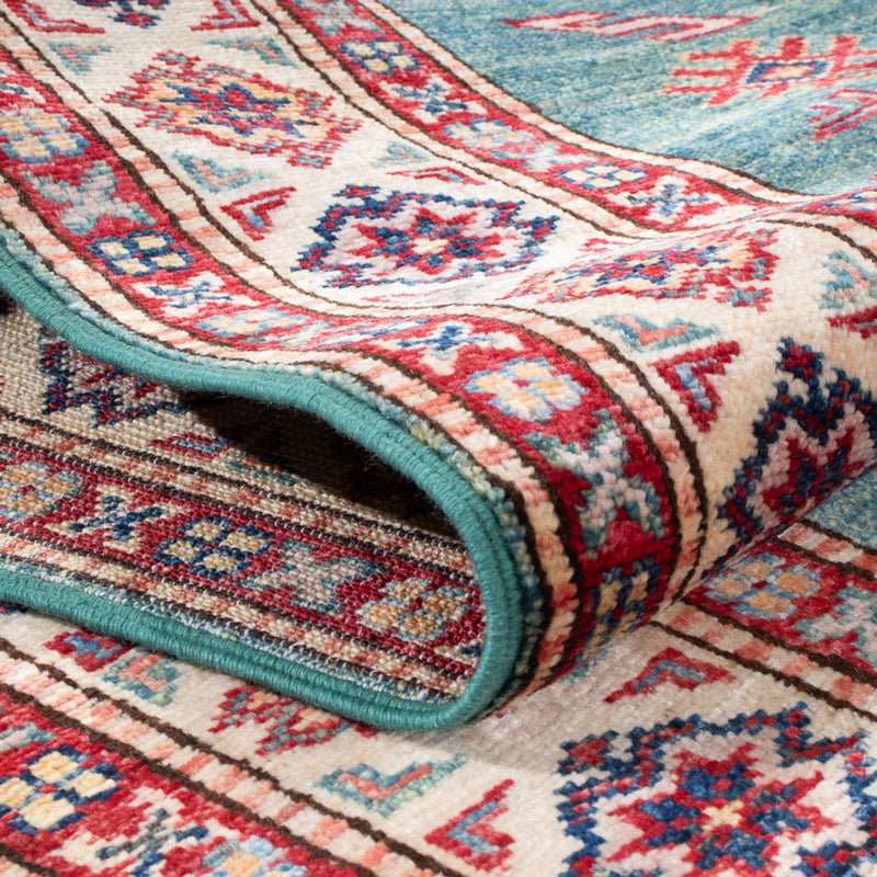 Loper Ziegler Tapijt - Kazak - 303 x 80 cm - turkoois