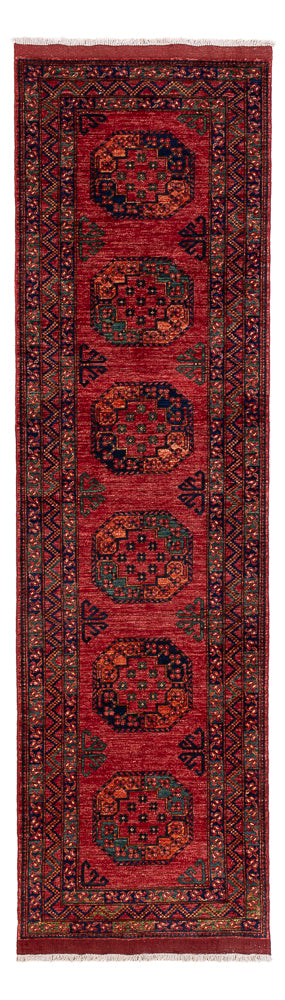 Loper Afghaans tapijt - Kunduz - 300 x 83 cm - rood