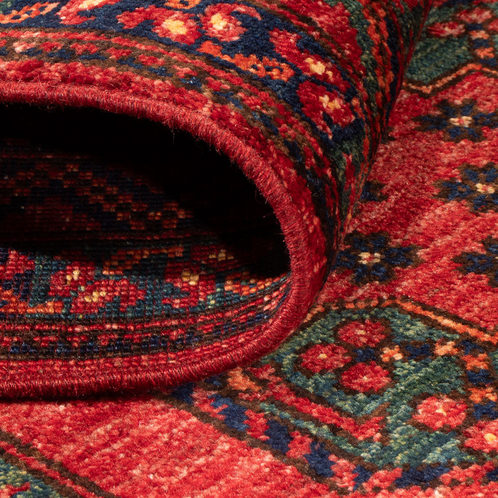 Loper Afghaans tapijt - Kunduz - 300 x 83 cm - rood