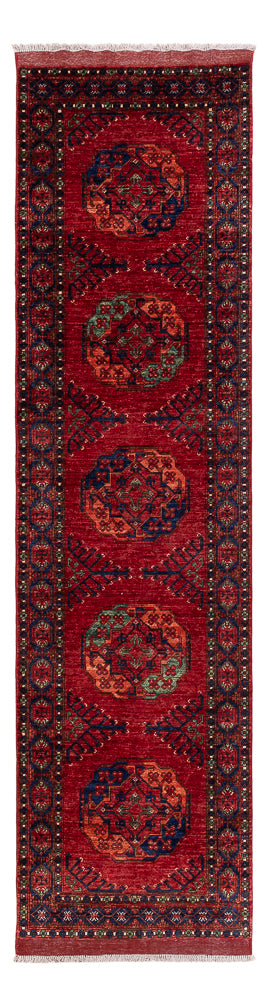 Loper Afghaans tapijt - Kunduz - 305 x 82 cm - rood