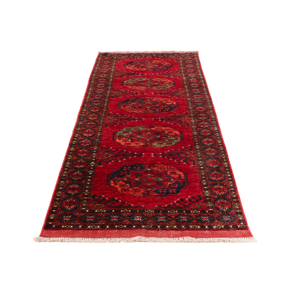 Loper Afghaans tapijt - Kunduz - 305 x 82 cm - rood