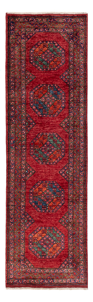 Loper Afghaans tapijt - Kunduz - 291 x 87 cm - rood