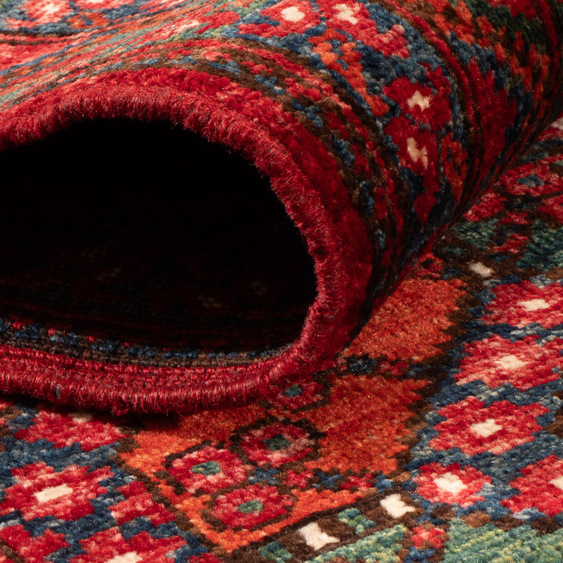 Loper Afghaans tapijt - Kunduz - 291 x 87 cm - rood