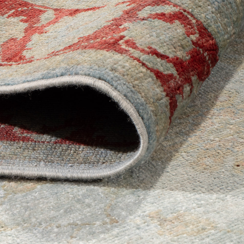 Loper Ziegler tapijt - Modern - 303 x 89 cm - lichtblauw