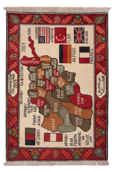Afghaans tapijt 75x110cm - Oosters Tapijt - meerkleurig