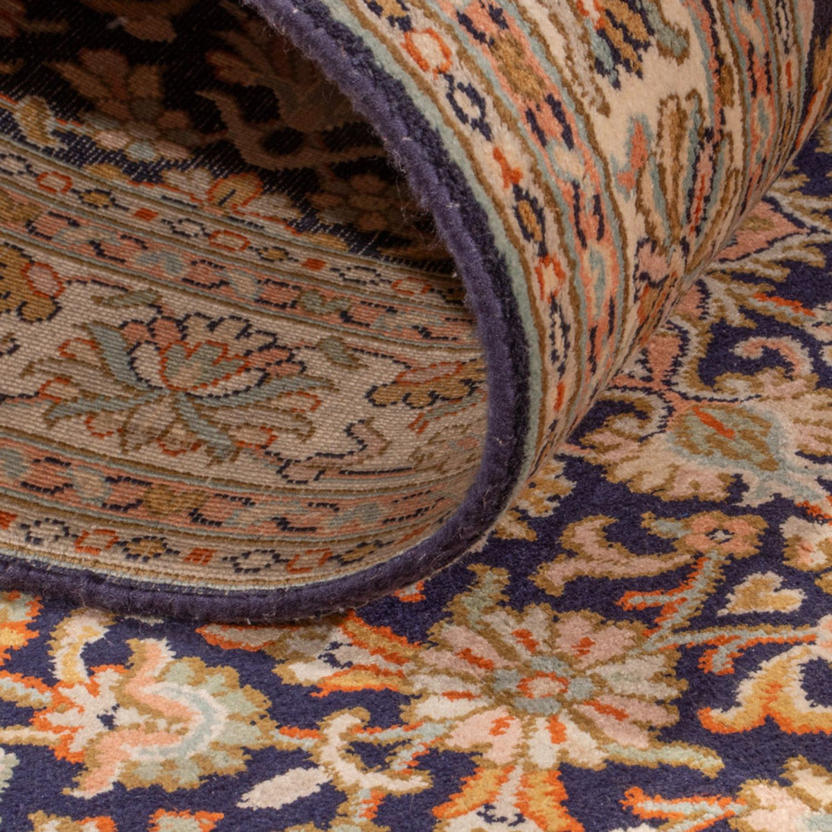 Läufer Seiden - Kaschmir Seide - 264 x 76 cm - dunkelblau