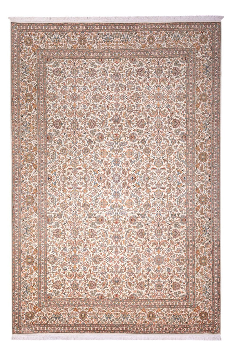 Zijden tapijt - Kashmir Silk - 318 x 216 cm - donker beige