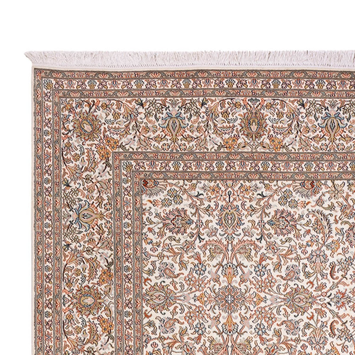 Zijden tapijt - Kashmir Silk - 318 x 216 cm - donker beige