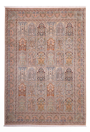 Zijden tapijt - Kashmir Silk - 317 x 221 cm - donker beige