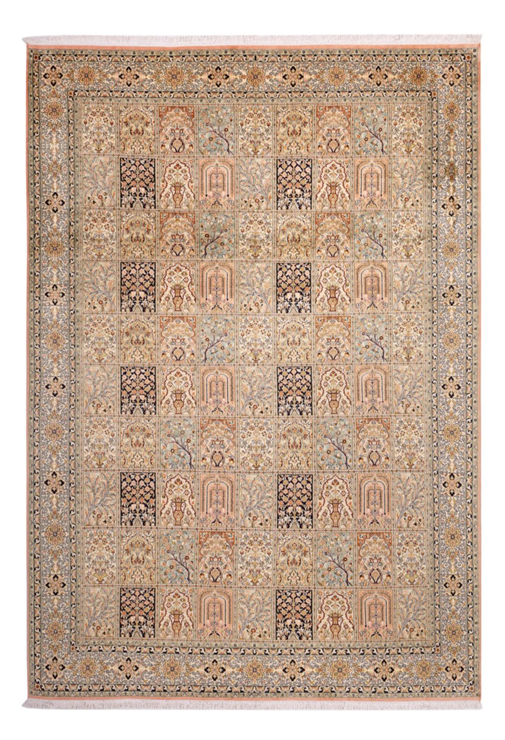 Zijden tapijt - Kashmir Silk - 316 x 220 cm - donker beige