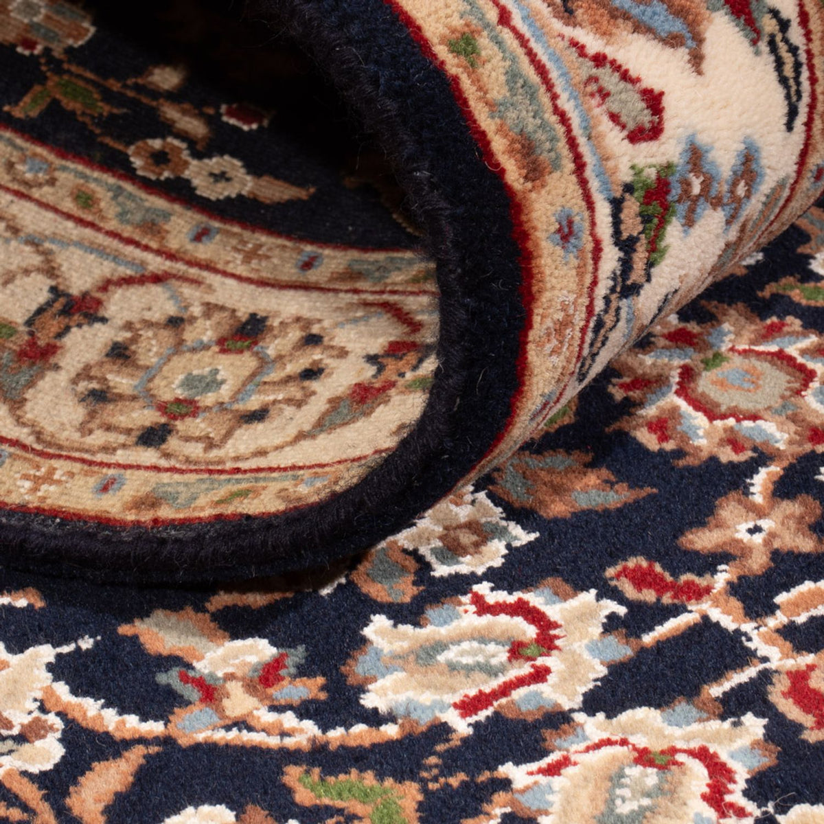 Loper Oosters tapijt - Nain - Indus - 253 x 81 cm - donkerblauw